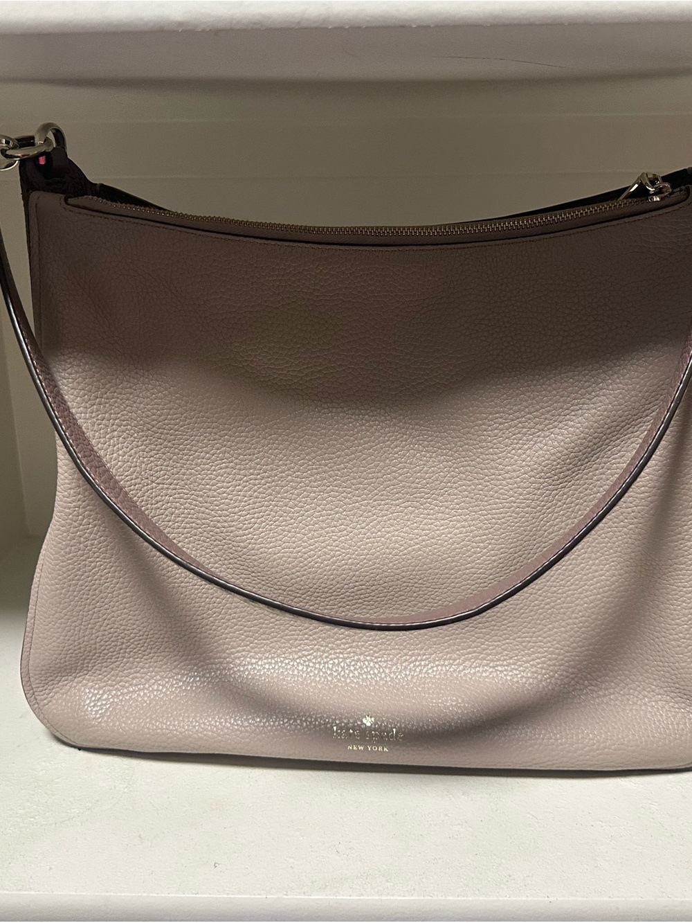 kate spade Pebbled Leather Shoulder Bag in Light Mauve